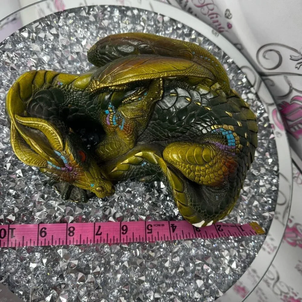 Windstone editions Hollywood California Decorative Dragon Figurine Green purple